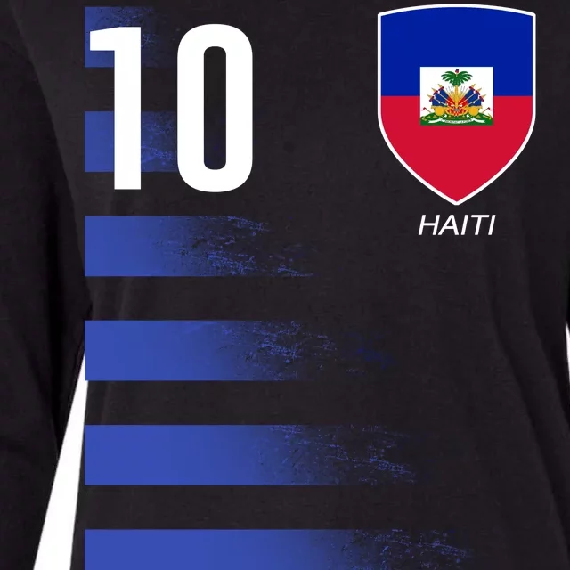 Haiti Football Soccer Futbol Jersey Womens Cotton Relaxed Long Sleeve T-Shirt