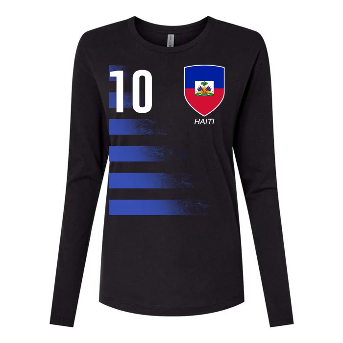 Haiti Football Soccer Futbol Jersey Womens Cotton Relaxed Long Sleeve T-Shirt