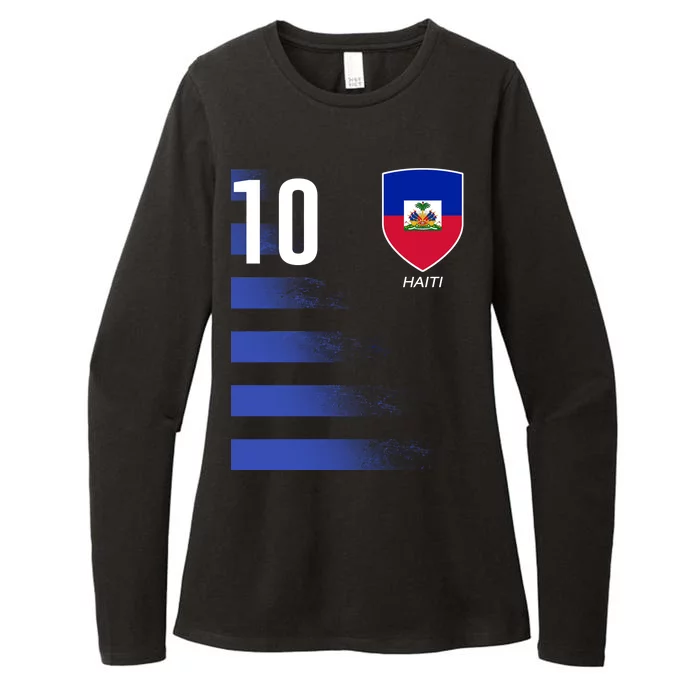 Haiti Football Soccer Futbol Jersey Womens CVC Long Sleeve Shirt