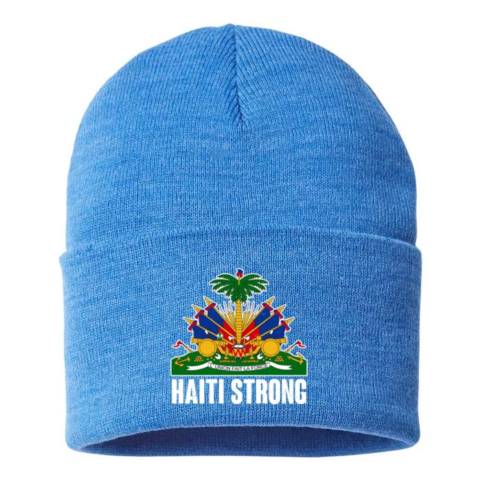 Haiti Strong Flag Symbol Logo Sustainable Knit Beanie