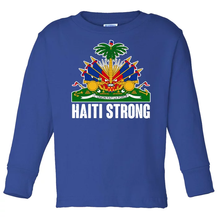 Haiti Strong Flag Symbol Logo Toddler Long Sleeve Shirt