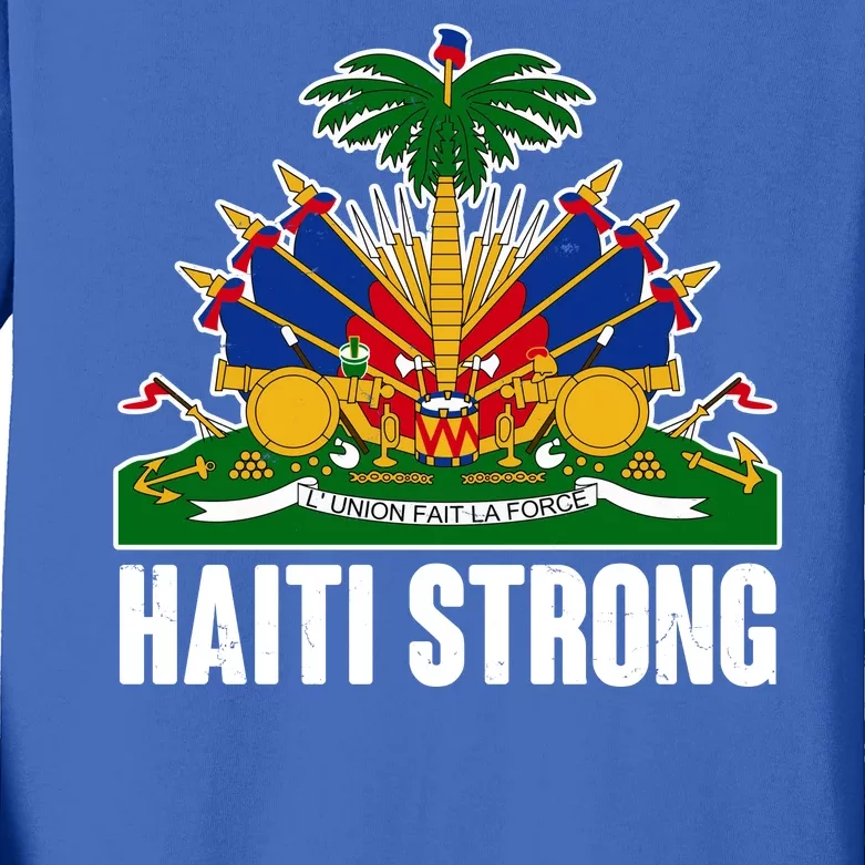 Haiti Strong Flag Symbol Logo Kids Long Sleeve Shirt