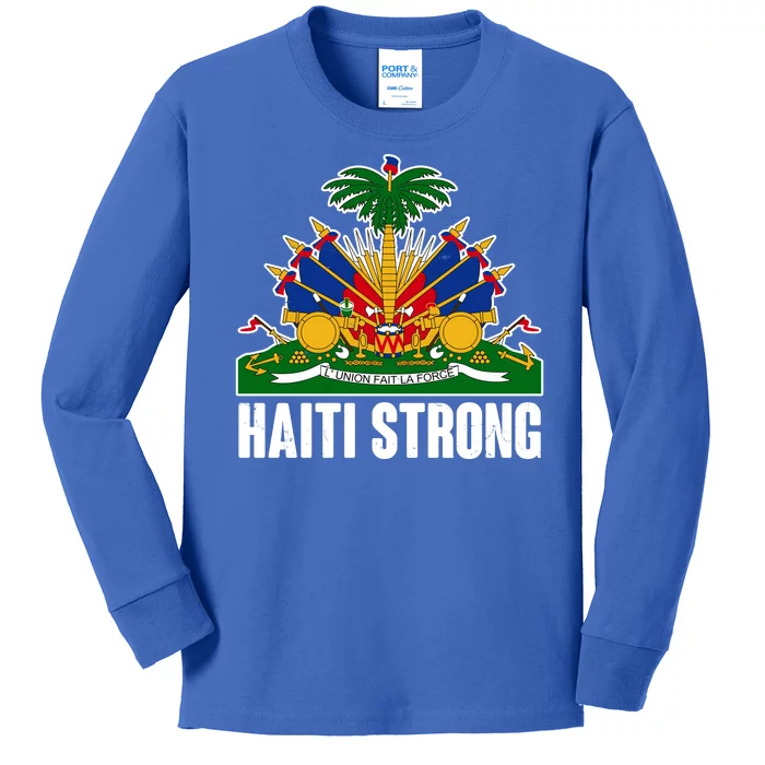 Haiti Strong Flag Symbol Logo Kids Long Sleeve Shirt