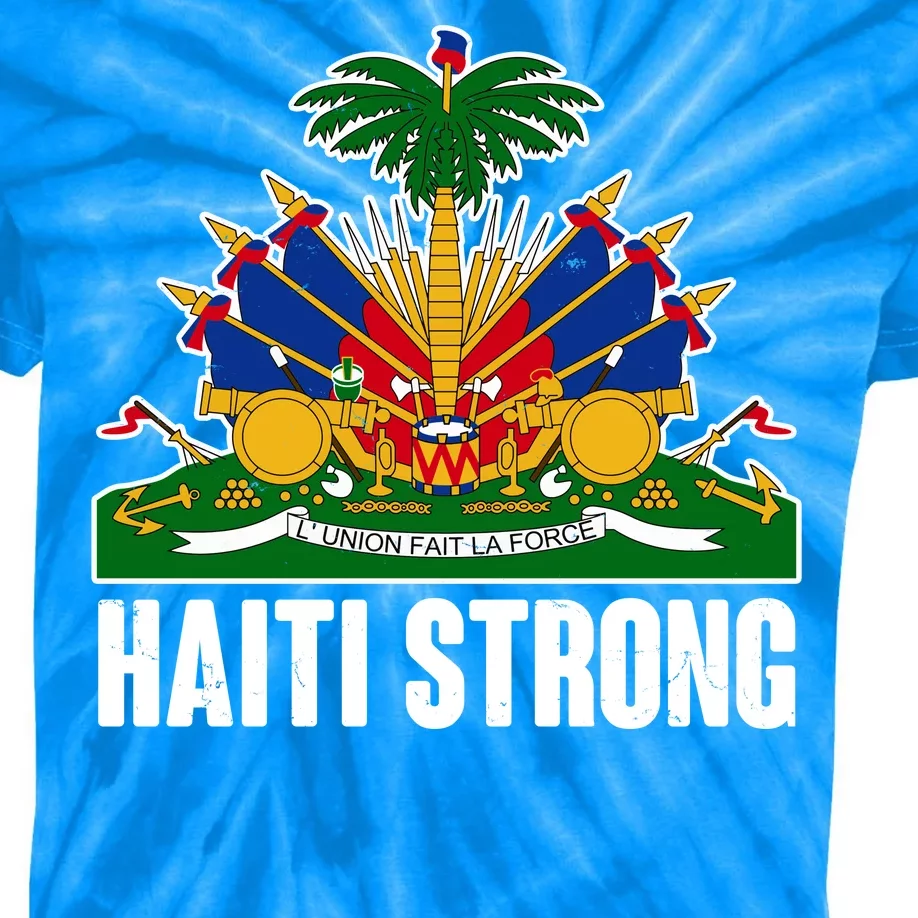 Haiti Strong Flag Symbol Logo Kids Tie-Dye T-Shirt