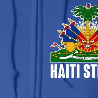 Haiti Strong Flag Symbol Logo Full Zip Hoodie