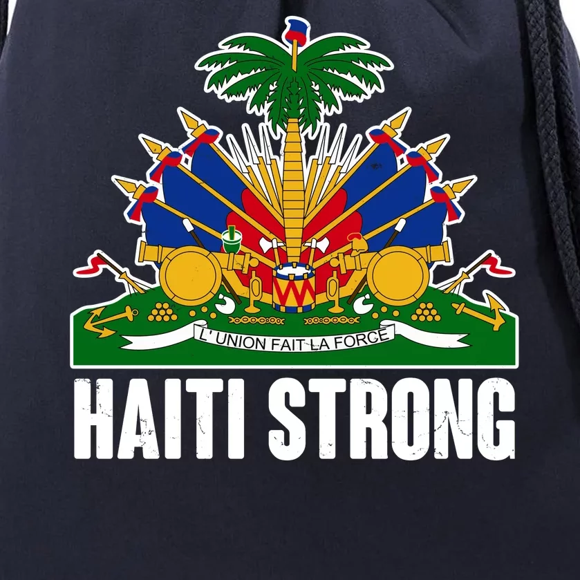 Haiti Strong Flag Symbol Logo Drawstring Bag