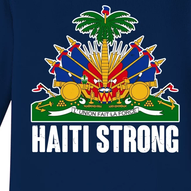 Haiti Strong Flag Symbol Logo Baby Long Sleeve Bodysuit