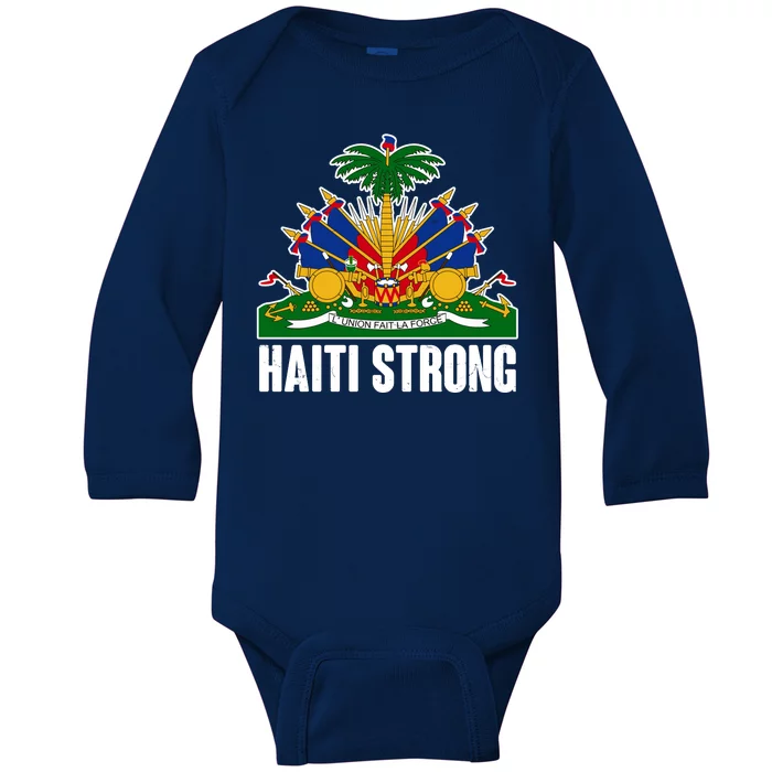 Haiti Strong Flag Symbol Logo Baby Long Sleeve Bodysuit