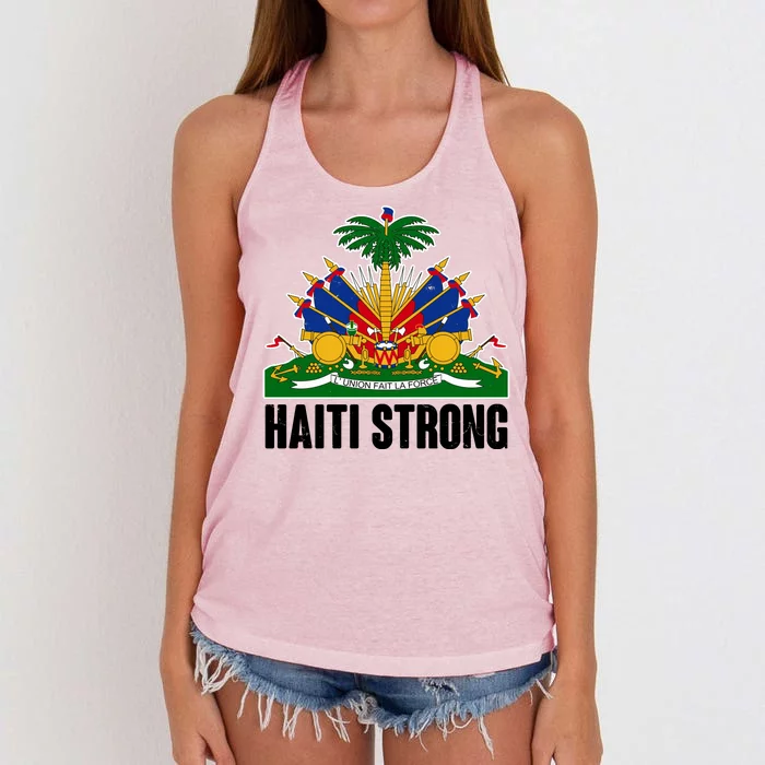 Haiti Strong Flag Symbol Logo Women's Knotted Racerback Tank