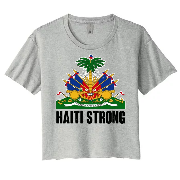 Haiti Strong Flag Symbol Logo Women's Crop Top Tee