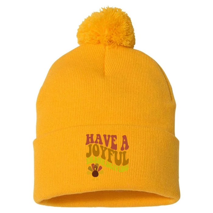 Have A Joyful Thanksgiving Cute Holiday Pom Pom 12in Knit Beanie