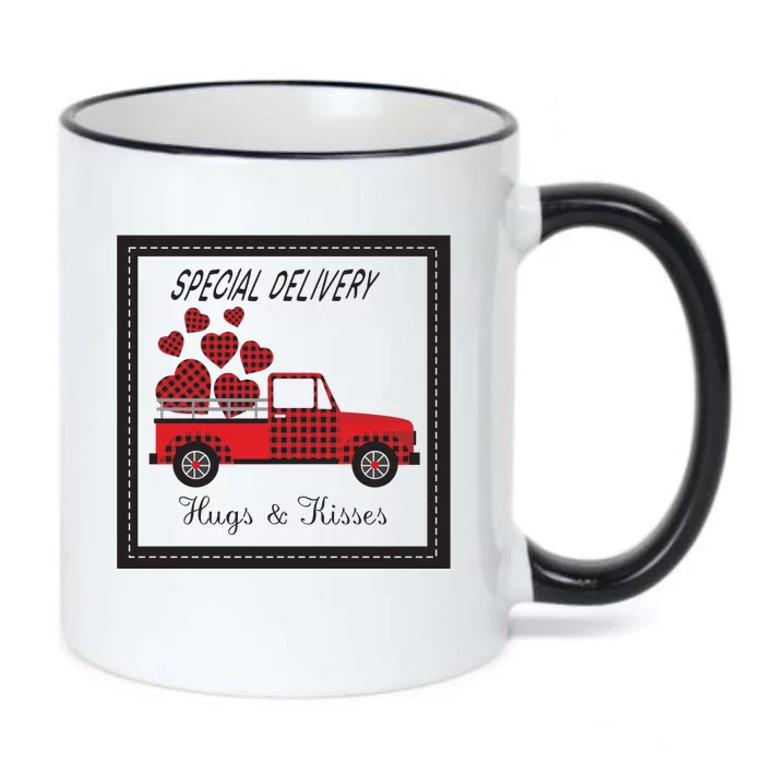 Hugs And Kisses Special Delivery Truck Happy Valentines Day Black Color Changing Mug