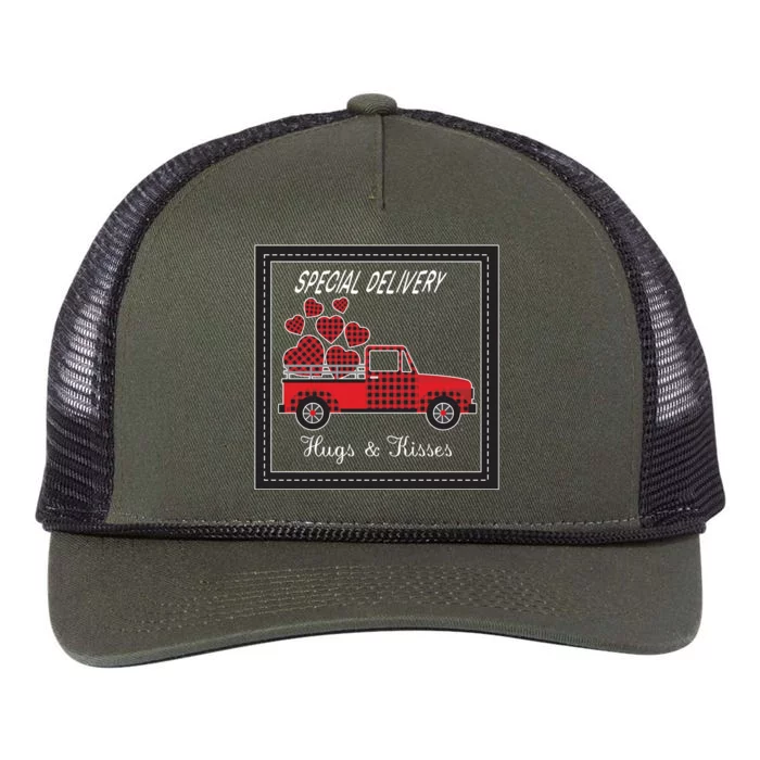 Hugs And Kisses Special Delivery Truck Happy Valentines Day Retro Rope Trucker Hat Cap