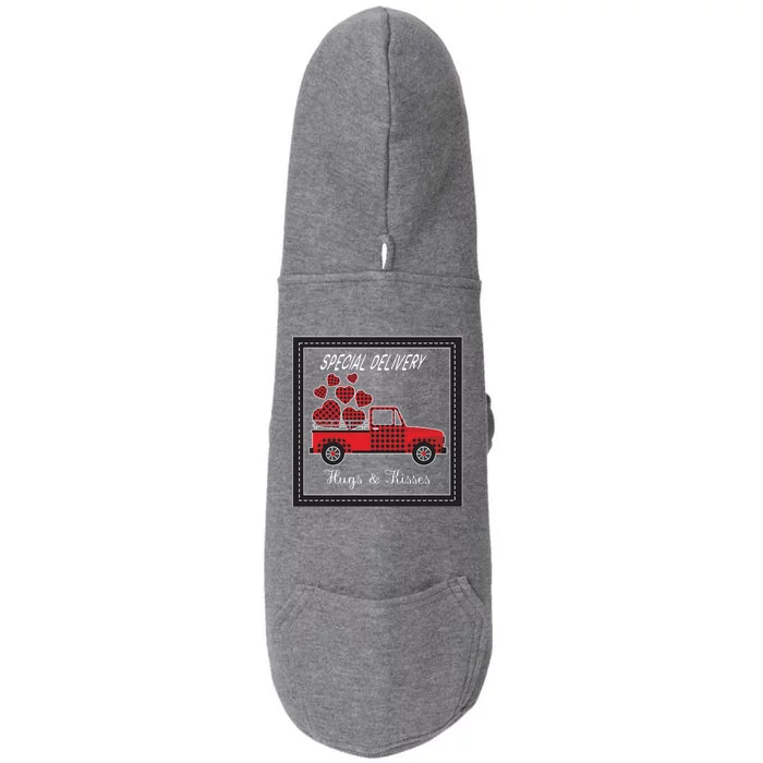 Hugs And Kisses Special Delivery Truck Happy Valentines Day Doggie 3-End Fleece Hoodie