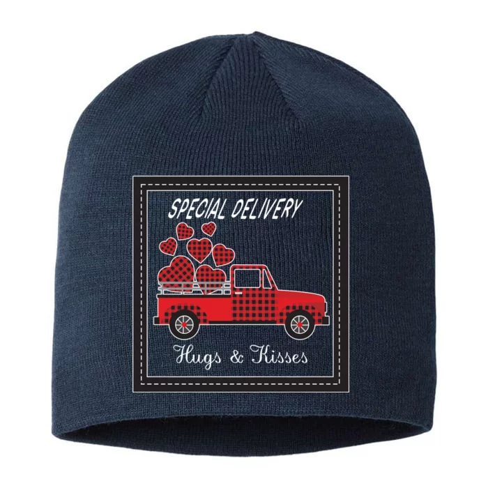 Hugs And Kisses Special Delivery Truck Happy Valentines Day 8 1/2in Sustainable Knit Beanie