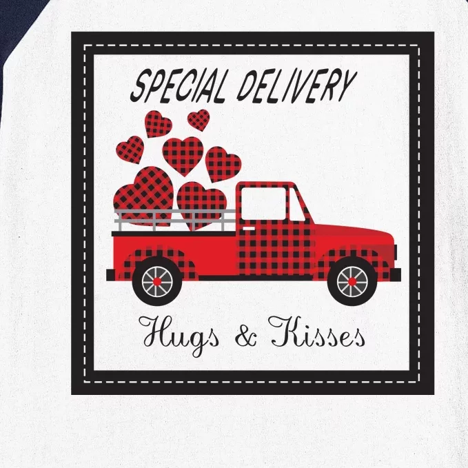 Hugs And Kisses Special Delivery Truck Happy Valentines Day Baseball Sleeve Shirt