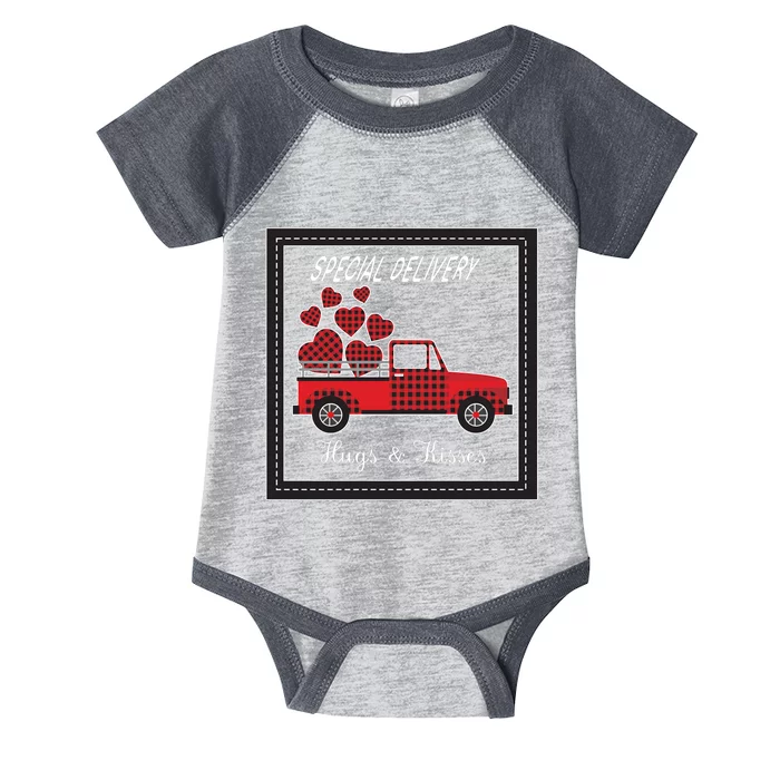 Hugs And Kisses Special Delivery Truck Happy Valentines Day Infant Baby Jersey Bodysuit