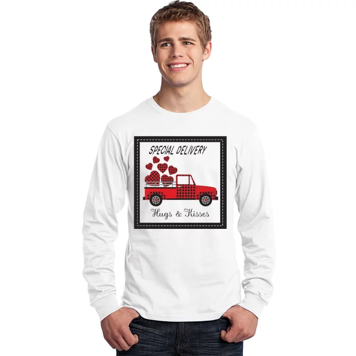 Hugs And Kisses Special Delivery Truck Happy Valentines Day Long Sleeve Shirt