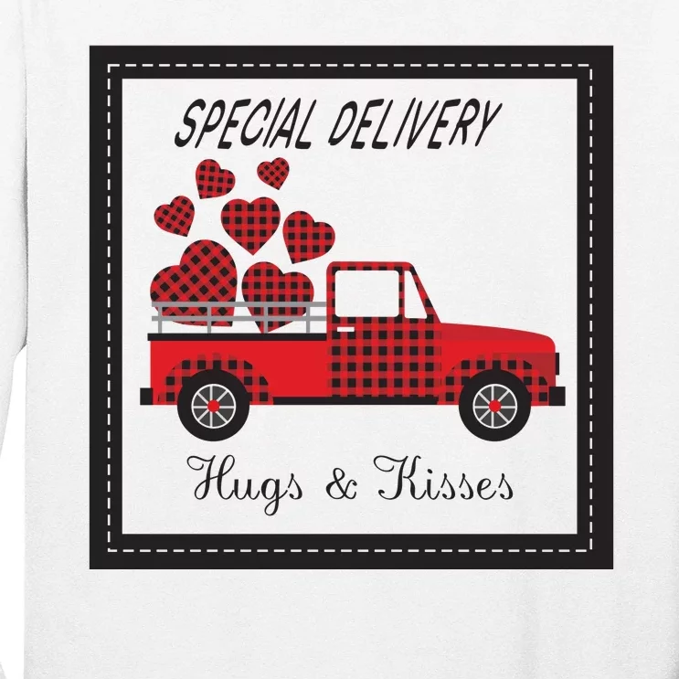 Hugs And Kisses Special Delivery Truck Happy Valentines Day Long Sleeve Shirt