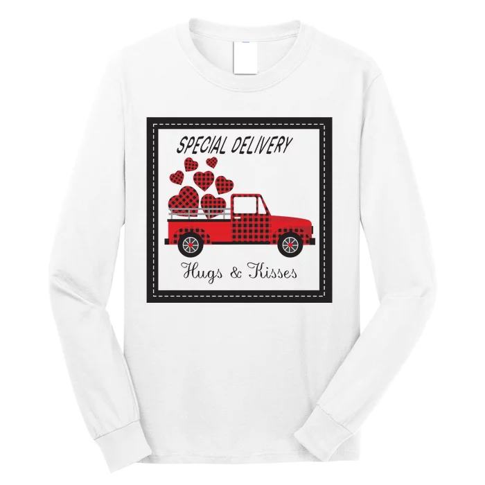 Hugs And Kisses Special Delivery Truck Happy Valentines Day Long Sleeve Shirt