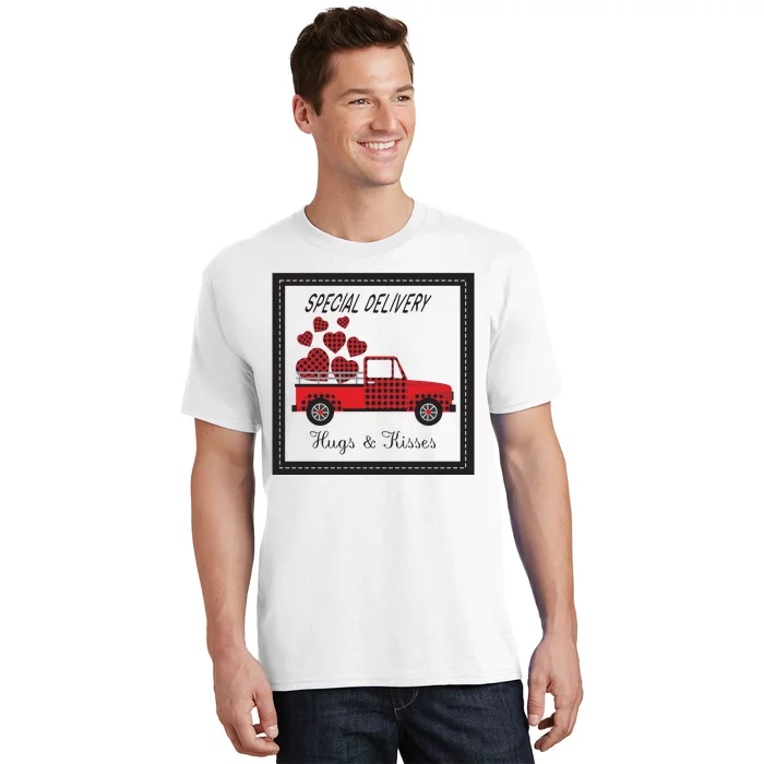 Hugs And Kisses Special Delivery Truck Happy Valentines Day T-Shirt