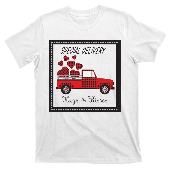 Hugs And Kisses Special Delivery Truck Happy Valentines Day T-Shirt