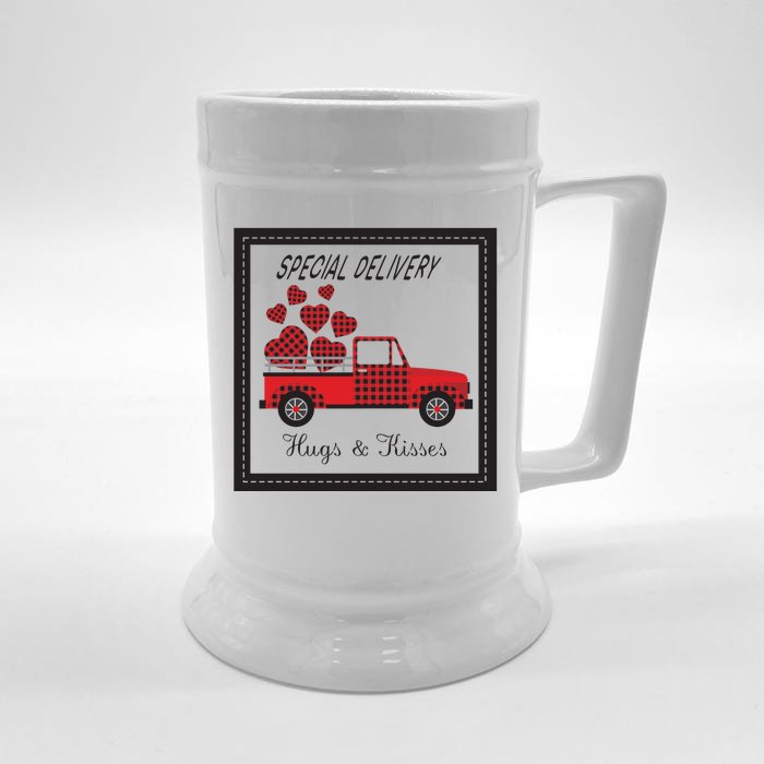 Hugs And Kisses Special Delivery Truck Happy Valentines Day Front & Back Beer Stein