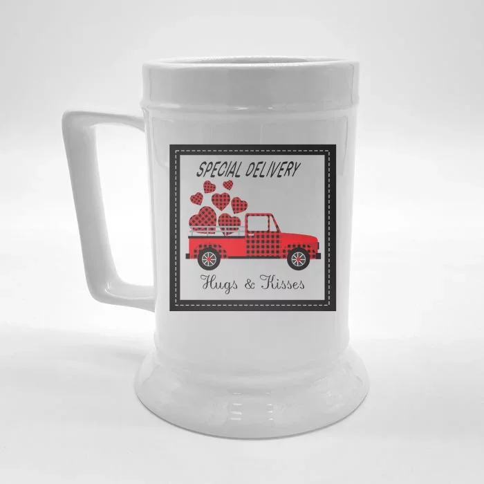 Hugs And Kisses Special Delivery Truck Happy Valentines Day Front & Back Beer Stein