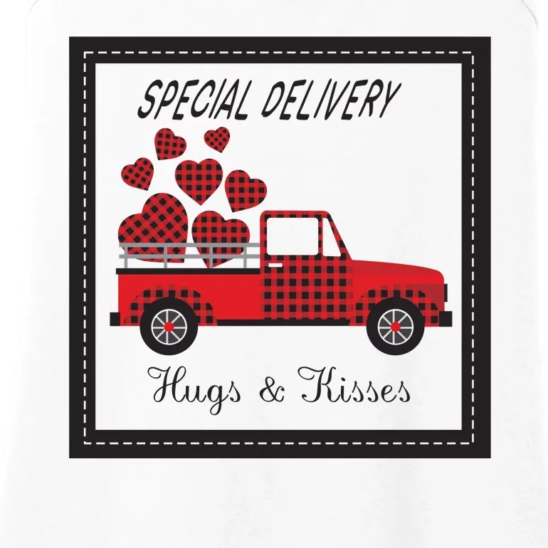 Hugs And Kisses Special Delivery Truck Happy Valentines Day Ladies Essential Tank