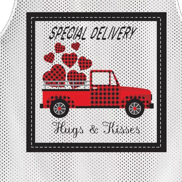 Hugs And Kisses Special Delivery Truck Happy Valentines Day Mesh Reversible Basketball Jersey Tank