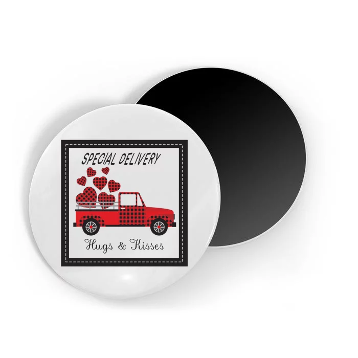 Hugs And Kisses Special Delivery Truck Happy Valentines Day Magnet