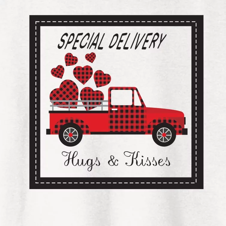 Hugs And Kisses Special Delivery Truck Happy Valentines Day Women's Crop Top Tee