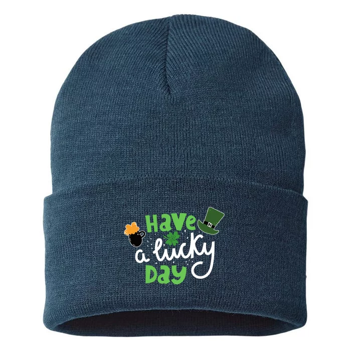 Have A Lucky Day St Patrick's Day Festive Sustainable Knit Beanie