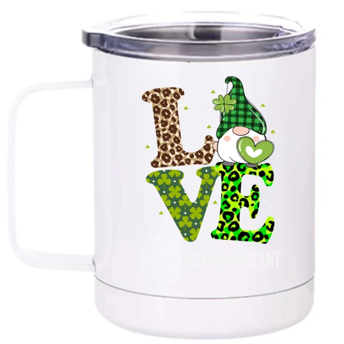 Healthcare Assistant Love St Patricks Day Gnome Leopard Cool Gift Front & Back 12oz Stainless Steel Tumbler Cup