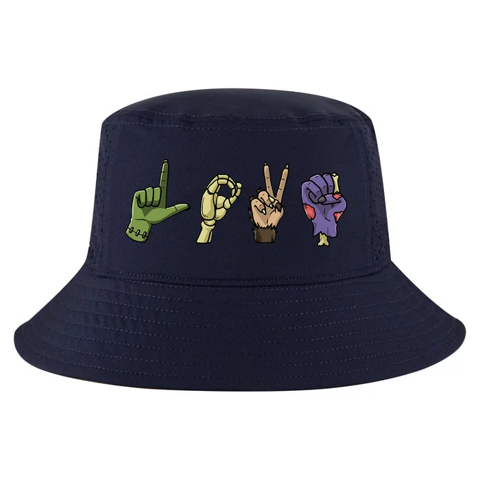 Halloween ASL LOVE Hand Sign Monsters Scary Creatures Cool Comfort Performance Bucket Hat