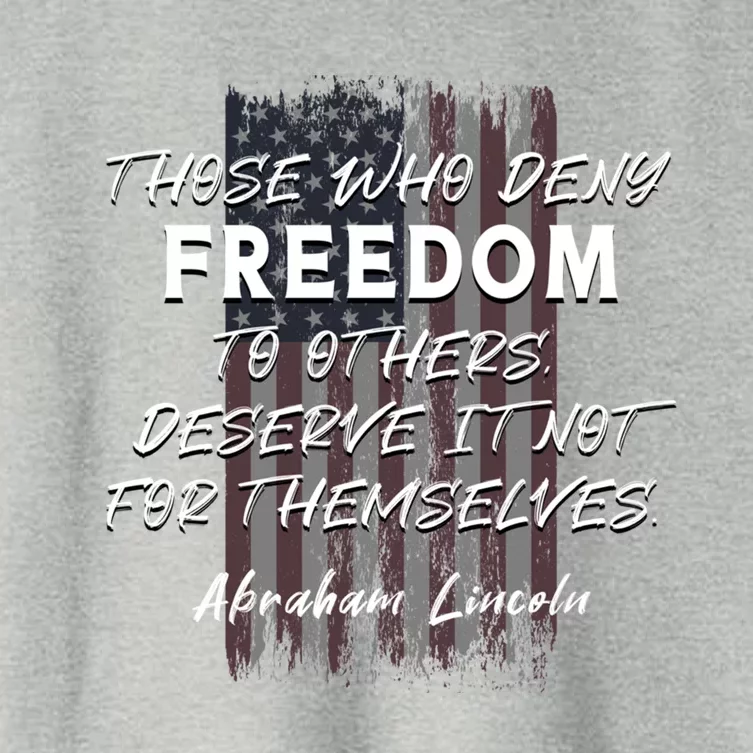 Historical Abraham Lincoln Freedom Quote With American Flag Great Gift Women's Crop Top Tee