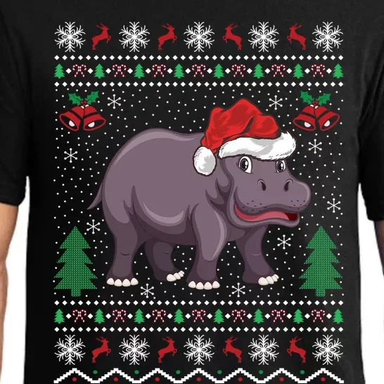 Hippopotamus Animal Lover Xmas Gift Ugly Hippo Christmas Gift Pajama Set