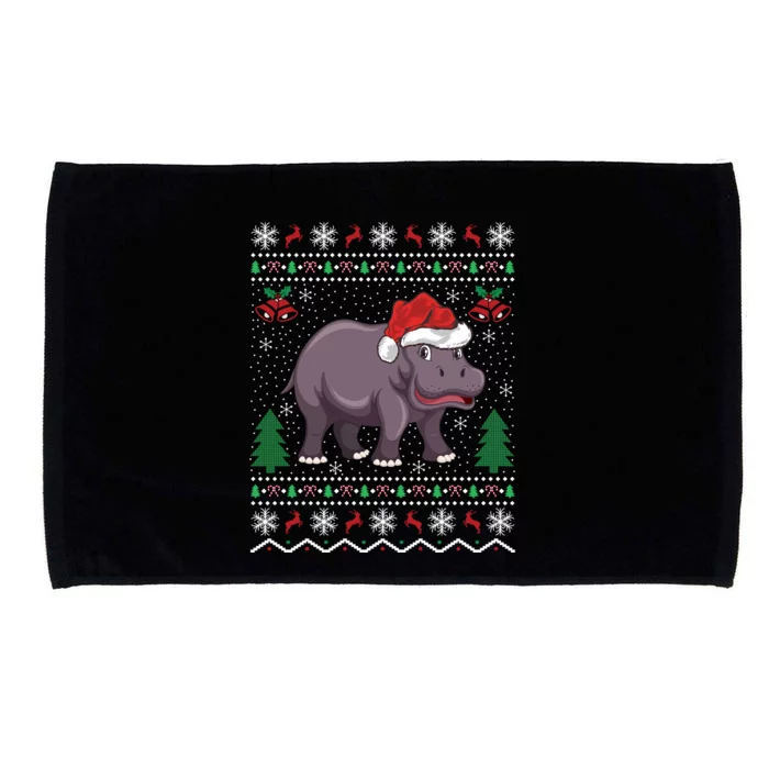 Hippopotamus Animal Lover Xmas Gift Ugly Hippo Christmas Gift Microfiber Hand Towel