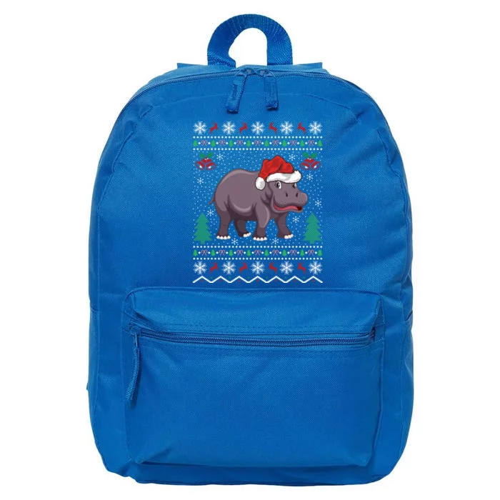 Hippopotamus Animal Lover Xmas Gift Ugly Hippo Christmas Gift 16 in Basic Backpack