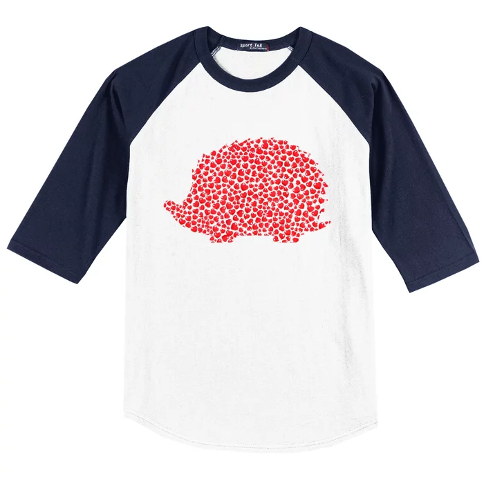 Hedgehog Animal Lover Heart Shape Hedgehog Valentine Day Gift Baseball Sleeve Shirt