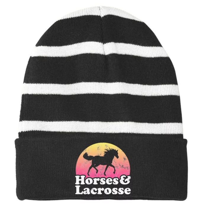 Horse and Lacrosse  or Horses Striped Beanie with Solid Band