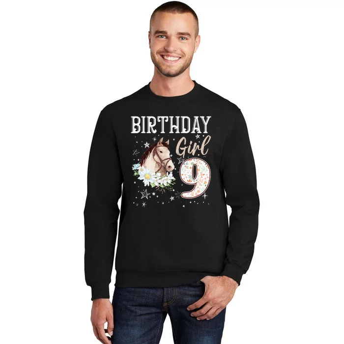 Horse Animal Lovers 9th Birthday Bday 9 Year Old Tall Sweatshirt