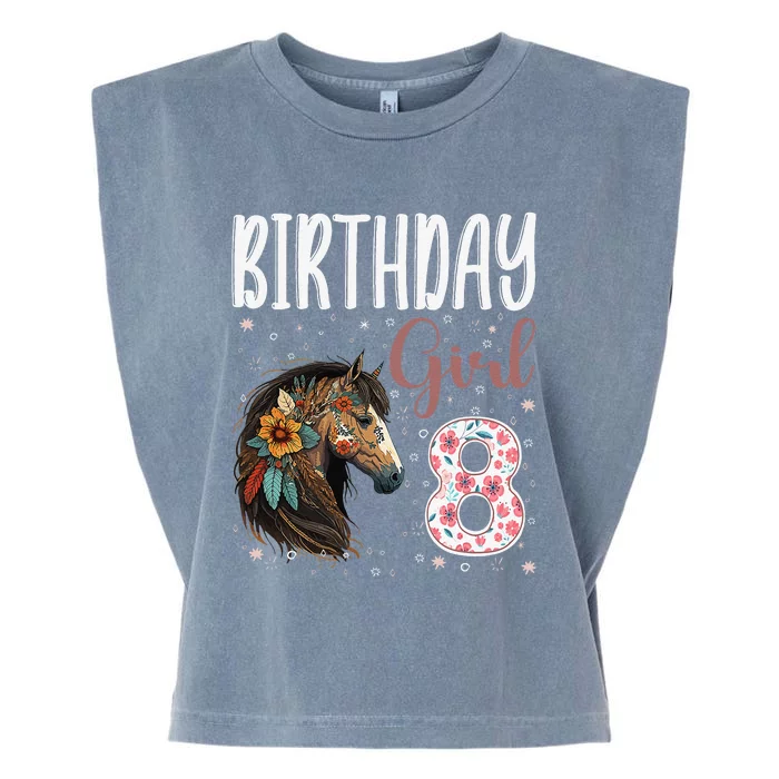 Horse Animal Lovers 8th Birthday Bday 8 Year Old Garment-Dyed Women's Muscle Tee