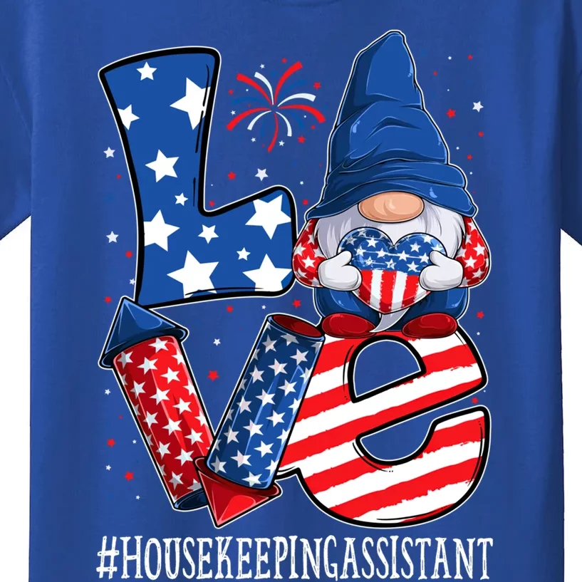 Housekeeping Assistant Love 4th Of July Gnome Usa Patriotic Gift Kids T-Shirt