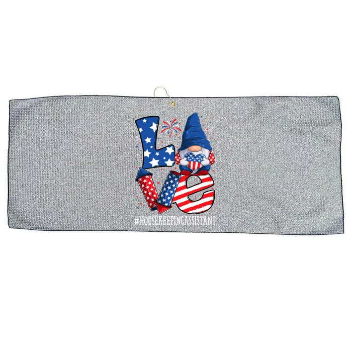 Housekeeping Assistant Love 4th Of July Gnome Usa Patriotic Gift Large Microfiber Waffle Golf Towel