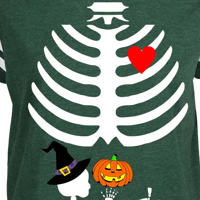 Halloween Baby Skeleton Pumpkin Enza Ladies Jersey Football T-Shirt