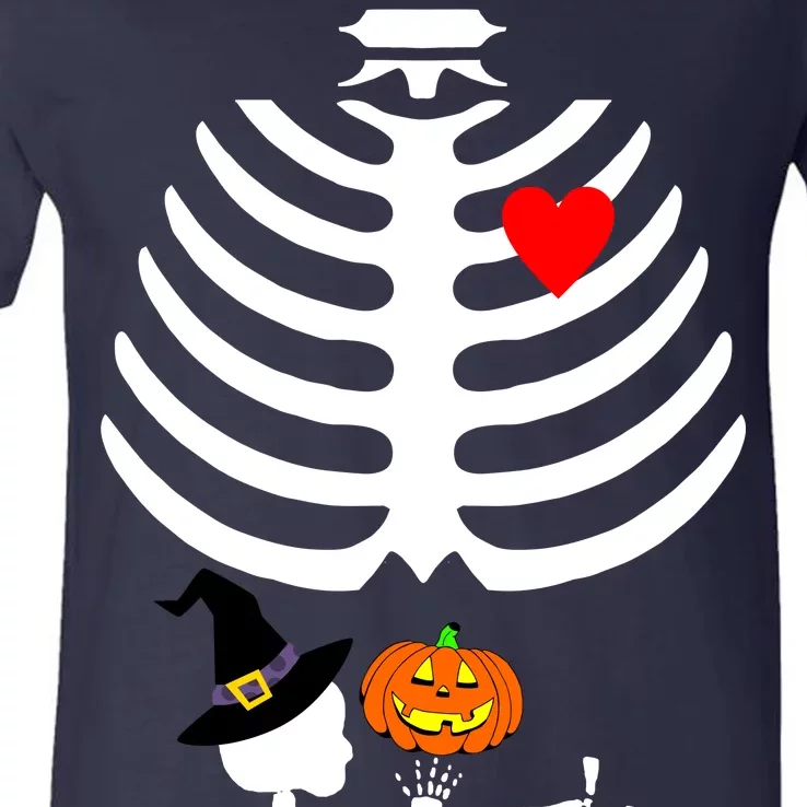 Halloween Baby Skeleton Pumpkin V-Neck T-Shirt