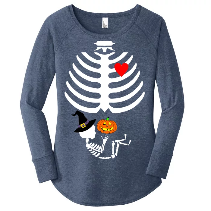 Halloween Baby Skeleton Pumpkin Women's Perfect Tri Tunic Long Sleeve Shirt