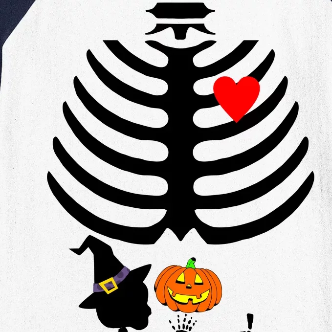 Halloween Baby Skeleton Pumpkin Baseball Sleeve Shirt