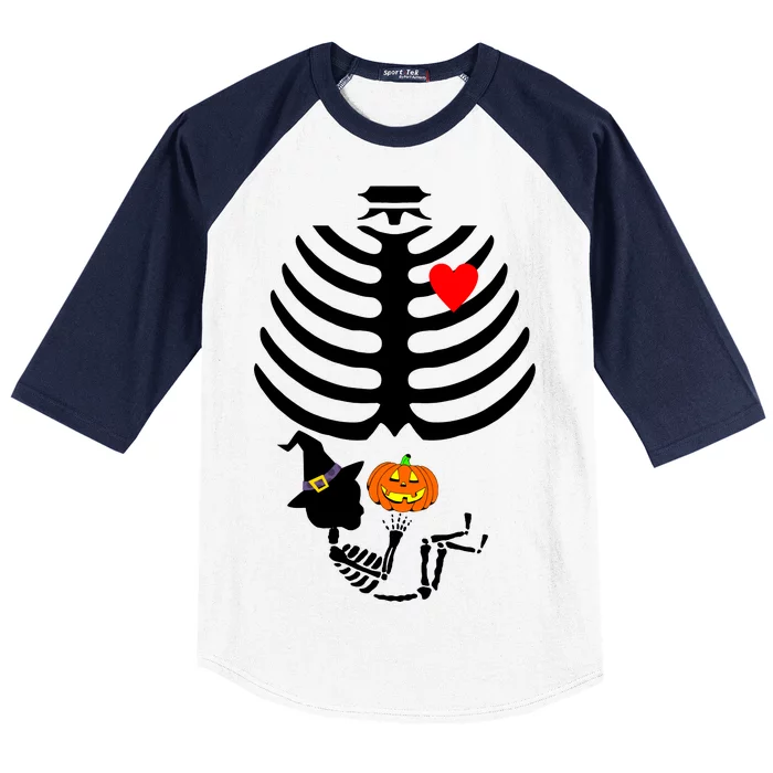 Halloween Baby Skeleton Pumpkin Baseball Sleeve Shirt